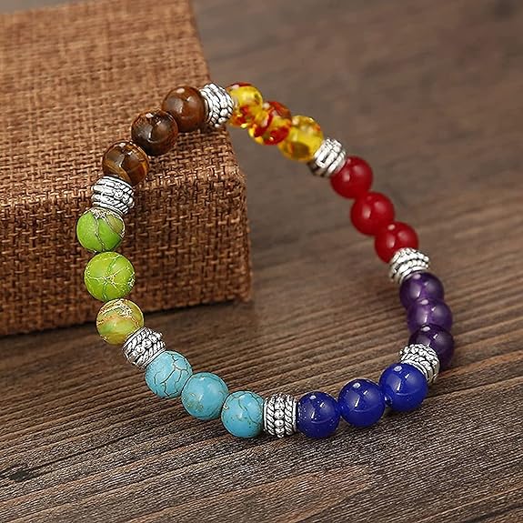 Mens Chakra Bracelets, Authentic 7 Stone Chakra Jewelry, Genuine 6MM G