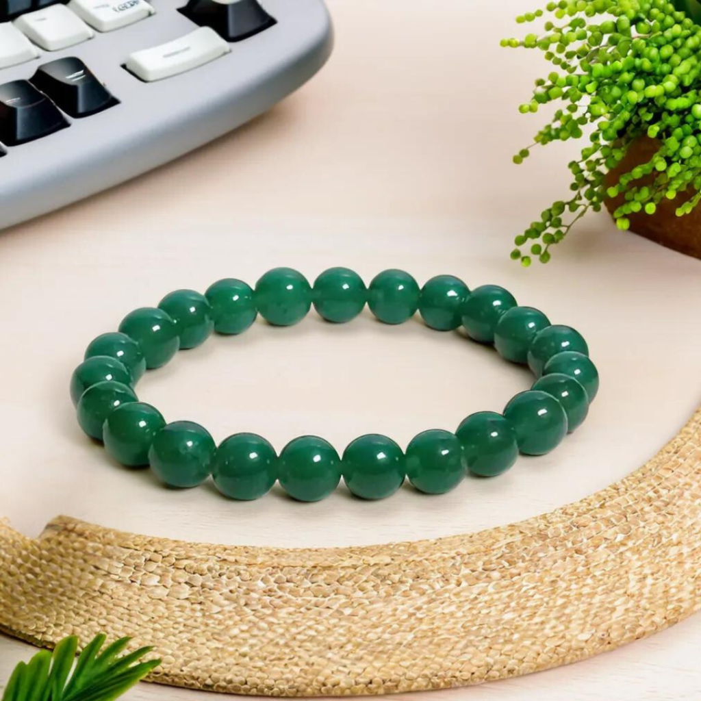 Bracelet En Pierres Naturelles - Jade Vert, Aventurine Verte Et Chrysocolle - Perles 8mm - Occasion