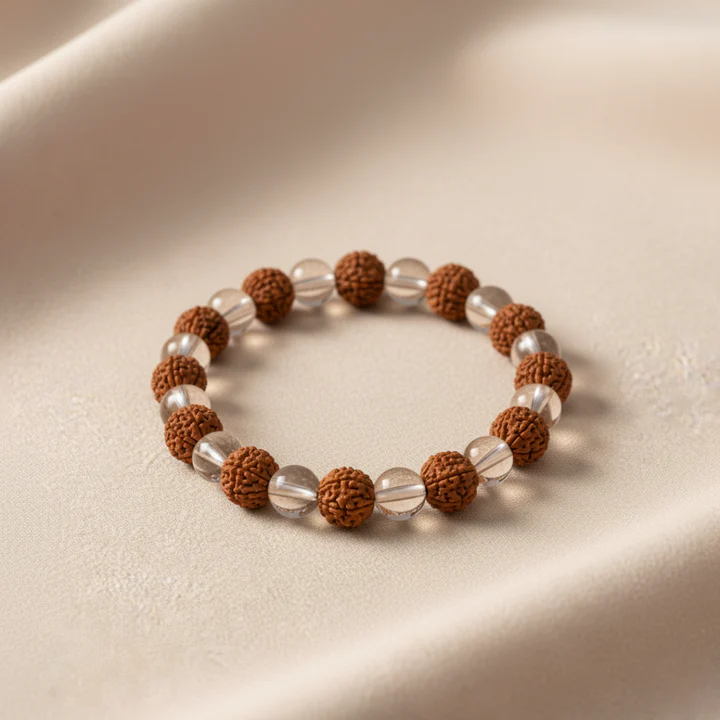 Rudraksha and Crystal Bracelet