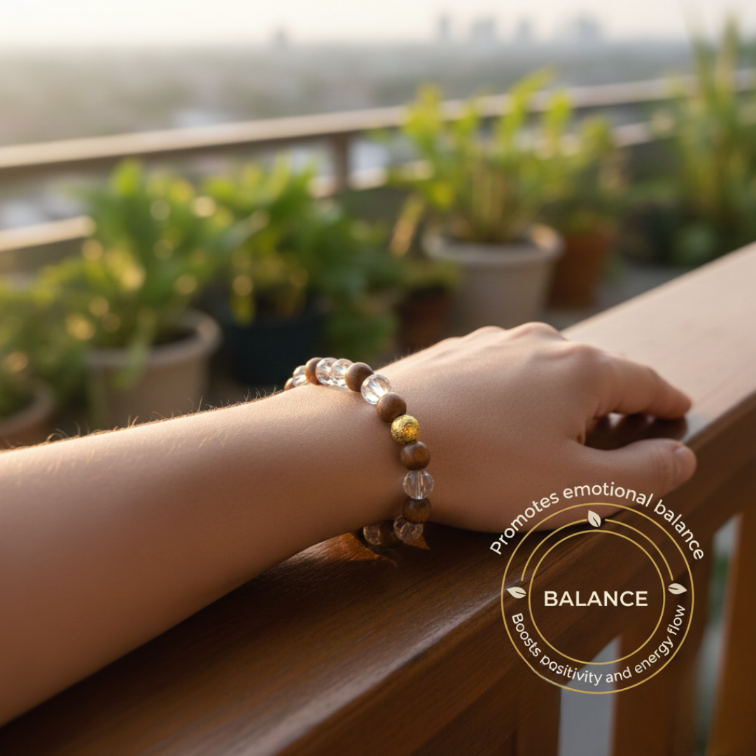 wood and crystal Bracelet