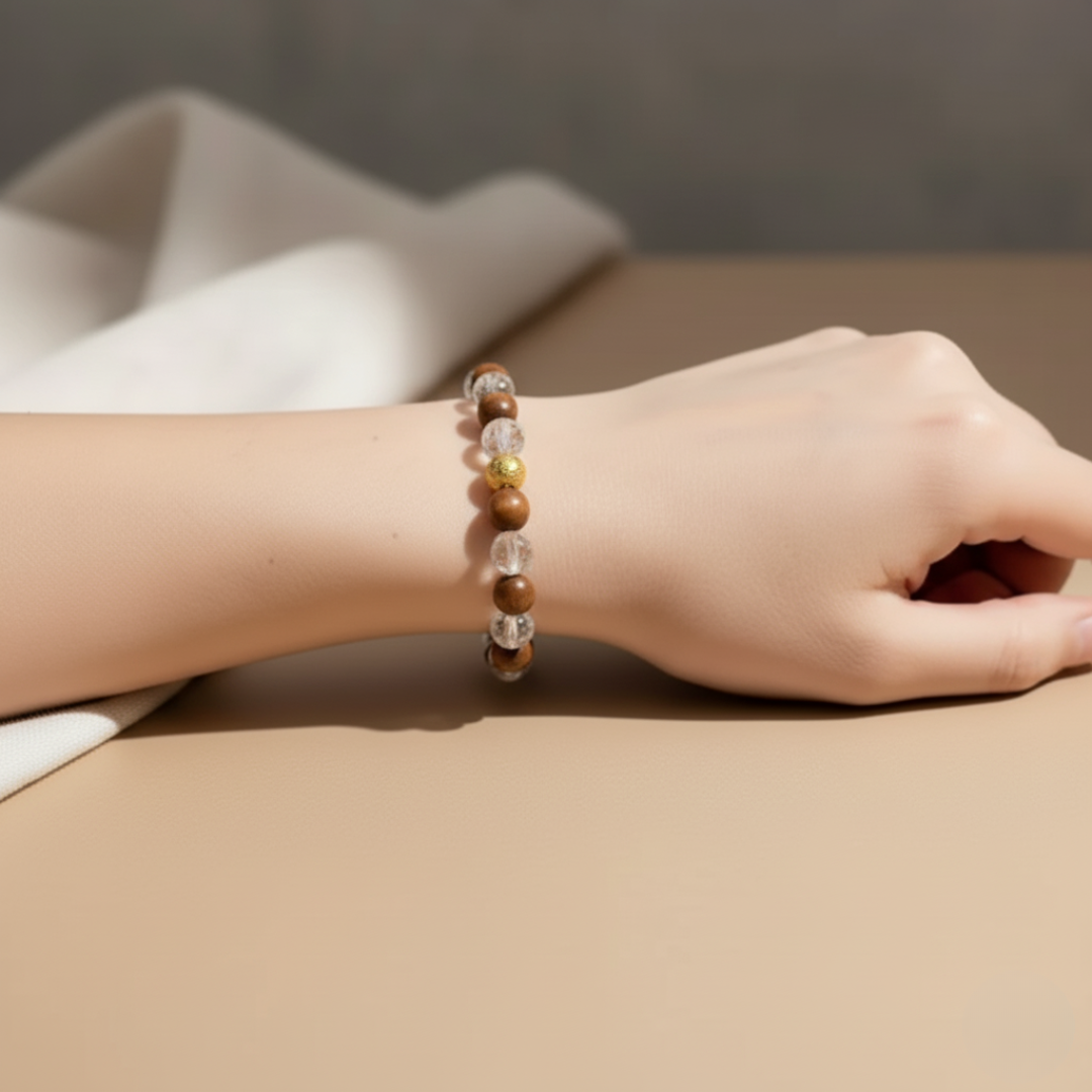 wood crystal Bracelet Trishakti Products Boost Positivity