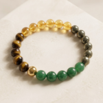 Money Magnet Bracelet Green Aventurine, Citrine, Tiger Eye, Pyrite. (8mm) - Image 2