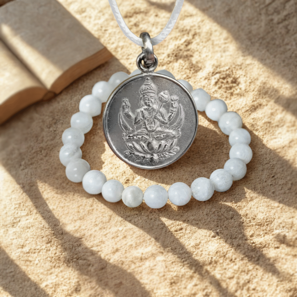 Shri Chandra Yantra Pendant Moon Bracelet Combo