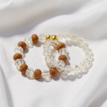 Wood Crystal & Crystal Bracelet Diamond-Cut 8mm Bracelet Combo