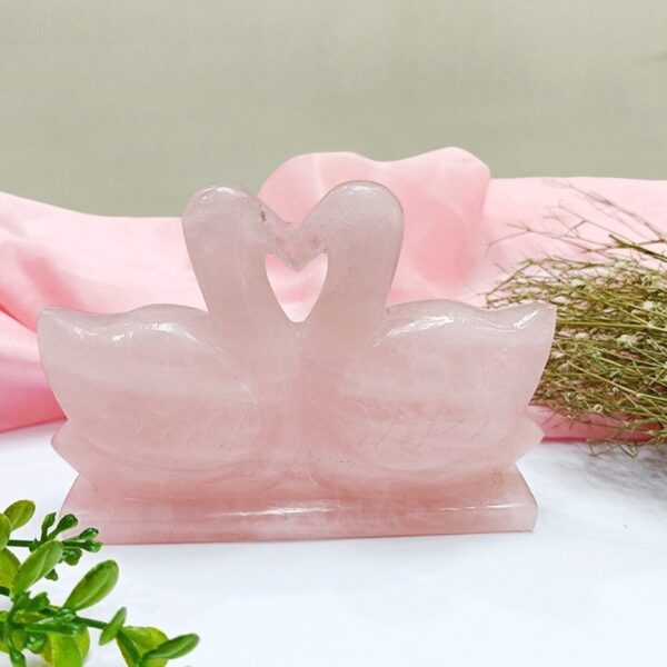 Rose Quartz Swan Pair