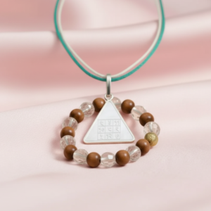 Budh Pyra Silver Locket with Wood Crystal Bracelet – Diamond Cut Combo
