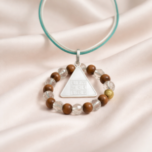 Budh Pyra Silver Locket with Wood Crystal Bracelet – Diamond Cut Combo