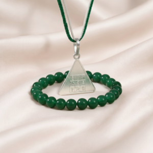 Budh Pyra Yantra Silver Locket with Green Jade Bracelet
