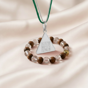Budh Yantra Silver Locket with Wood Crystal Bracelet
