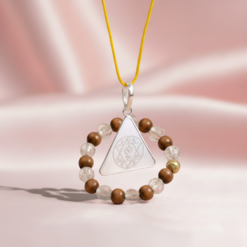 Gayatri Pure Silver locket and Wood Crystal bracelet Combo