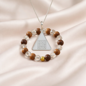 Pyra Yantra Silver Locket with Wood Crystal Bracelet