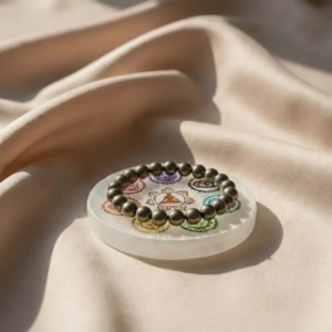 Natural Pyrite Bracelet with Selenite Plate Combo