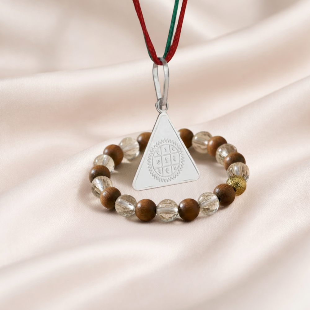 Surya Budh Yantra Locket With Wood Crystal Bracelet Combo