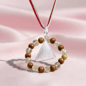 Surya Pyra Yantra Pure Silver Locket with Wood & Crystal Bracelet Combo