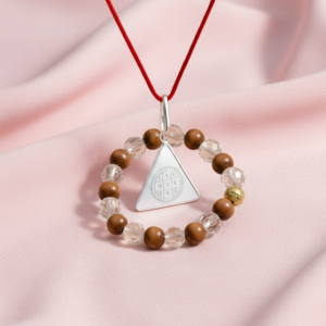 Surya Yantra Pure Silver Locket & Wood Crystal Bracelet Combo