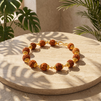 Rudraksha Bracelet with Gold-Toned Caps